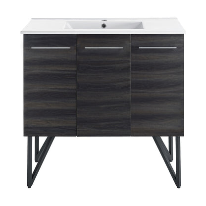 Annecy 36" Freestanding Bathroom Vanity in Black Walnut with Sink Top