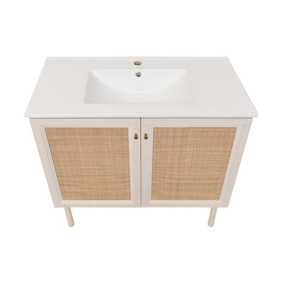 Classe 36" Freestanding Bathroom Vanity in White Oak with Sink Top