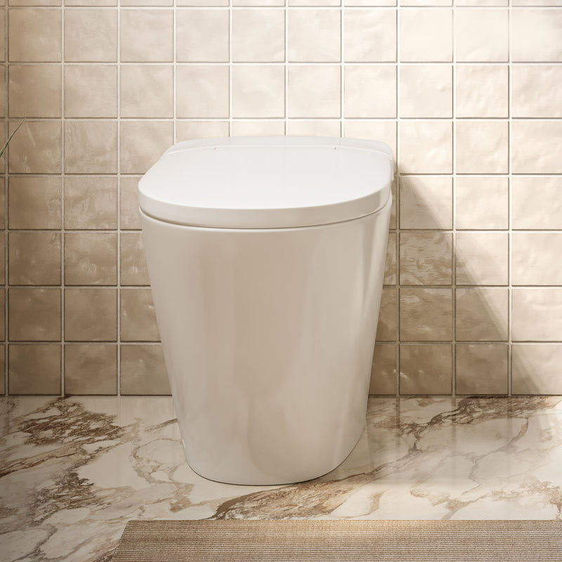 Hugo H Power Flush Tankless Toilet 12" Rough-in 1 GPF Non-Electric ADA Toilet with Integrated Tank in Glossy White