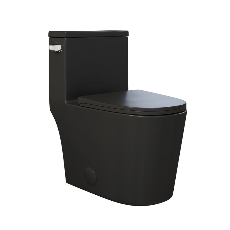 Dreux One-Piece 12" Rough-in 1.28 GPF Left Flush Elongated Toilet in Matte Black