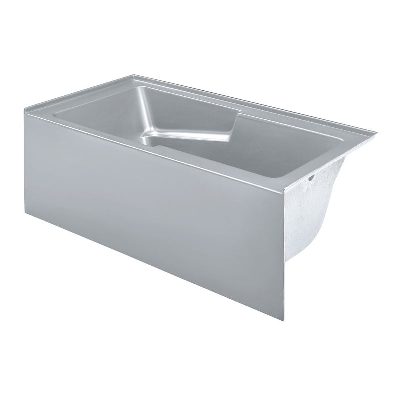 Voltaire 60" x 32" Right-Hand Drain Alcove Bathtub with Apron and Armrest in Matte Grey