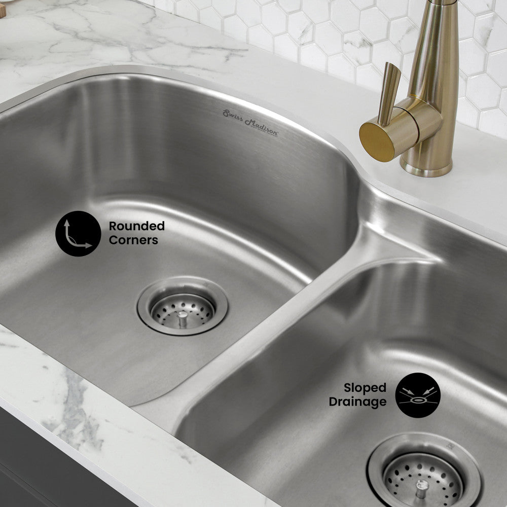 Toulouse 32 x 21 Stainless Steel, Dual Basin, Undermount Kitchen Sink