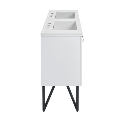 Annecy 60 in. White, Double Basin Bathroom Vanity With White, 3-Hole Artificial Stone Sink Top