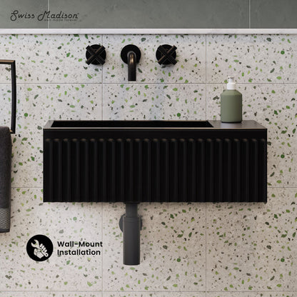 Delice 24" Rectangle Wall-Mount Bathroom Sink in Matte Black