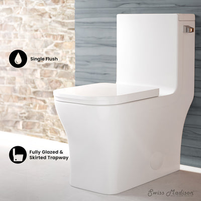 Concorde One Piece Square Right Side Flush Handle Toilet 1.28 gpf