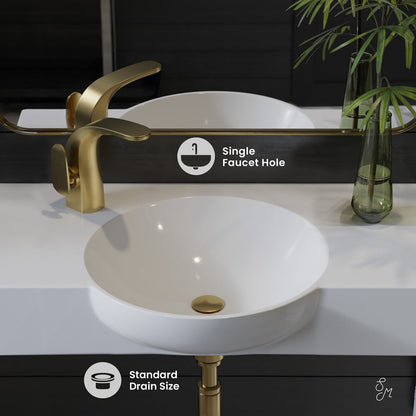 Chateau 30" Wall-Mounted Sink Center Basin with Left Side Faucet Mount in Glossy White