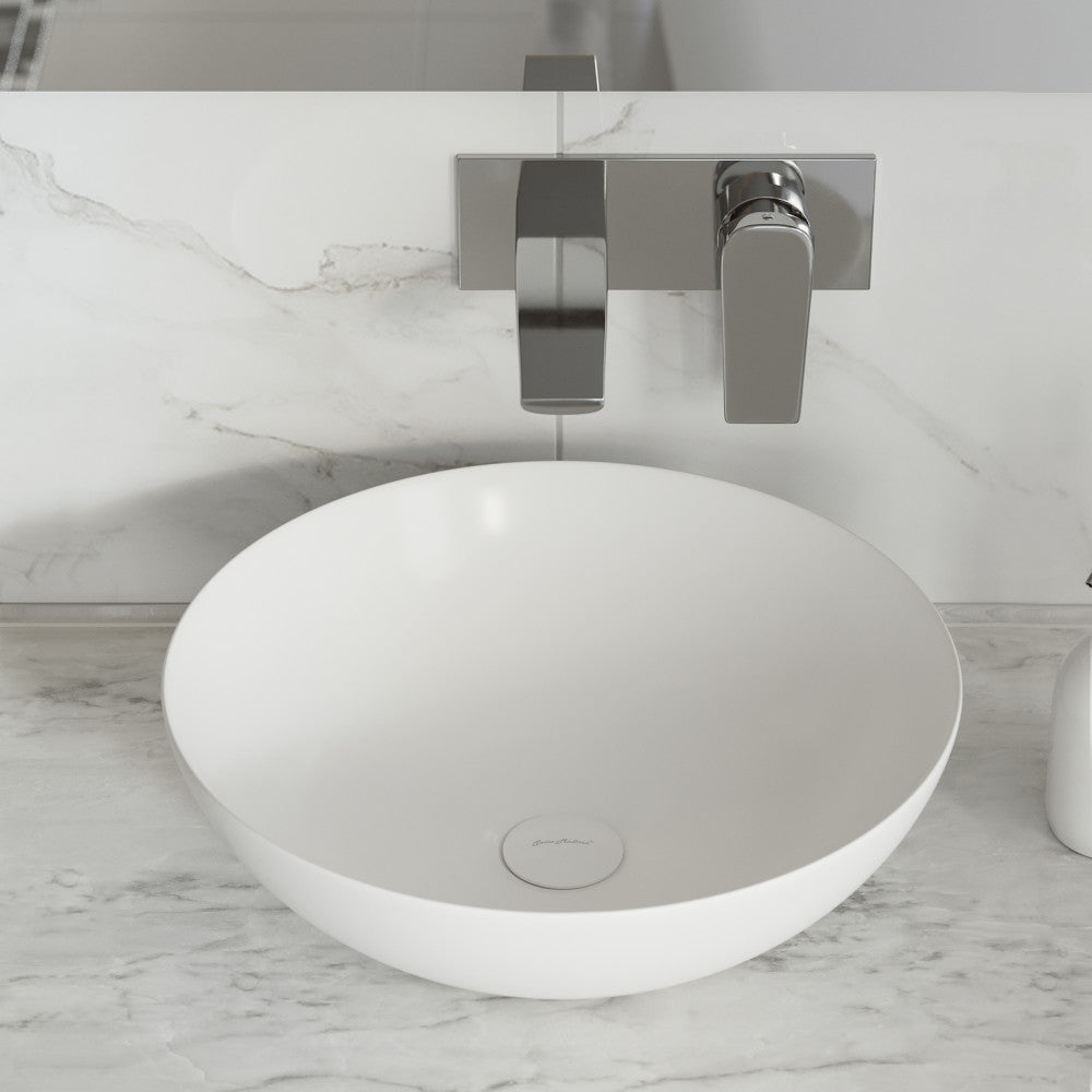 Ceramic Bathroom Sink Non-Overflow Pop Up Drain in Glossy White