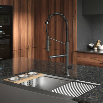 Nouvet Single Handle, Pull-Down Kitchen Faucet with Pot Filler in Gunmetal Gray