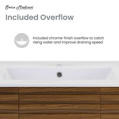 Cascade 36" Brown oak Bath Vanity With White Ceramic Sink Top