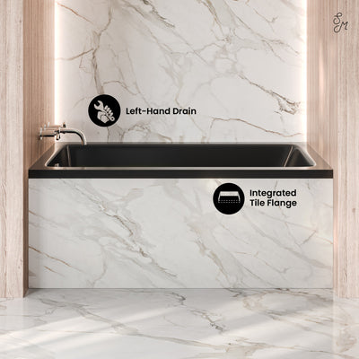 Voltaire 54 x 30 Left Drain Soaking Alcove Bathtub in Glossy Black
