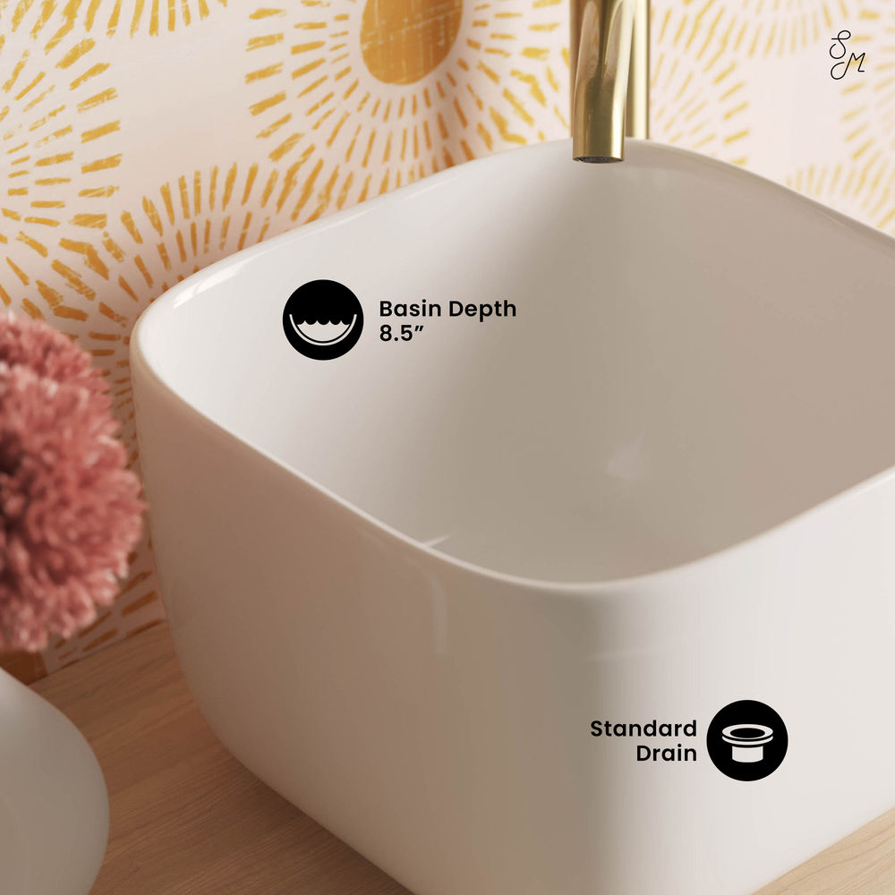 Carre 14.5" Square Vessel Bathroom Sink