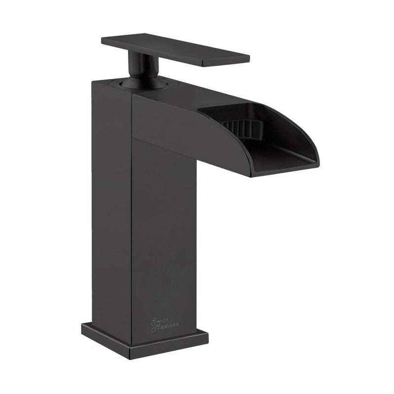 Concorde Single Hole, Single-Handle, Waterfall Bathroom Faucet in Matte Black