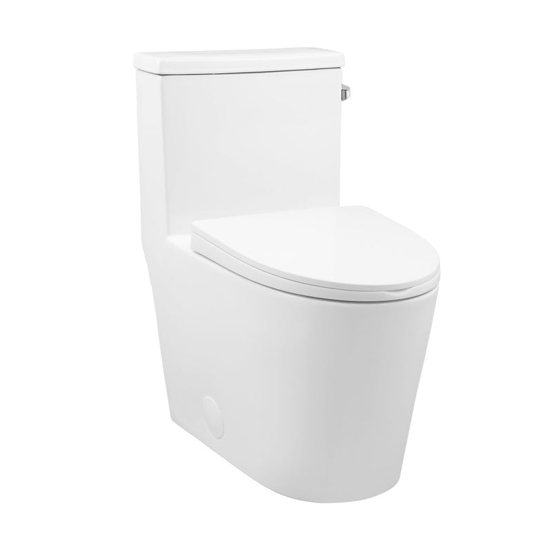 Dreux One-Piece 12" Rough-in 1.28 GPF Right Flush Elongated Toilet in Glossy White