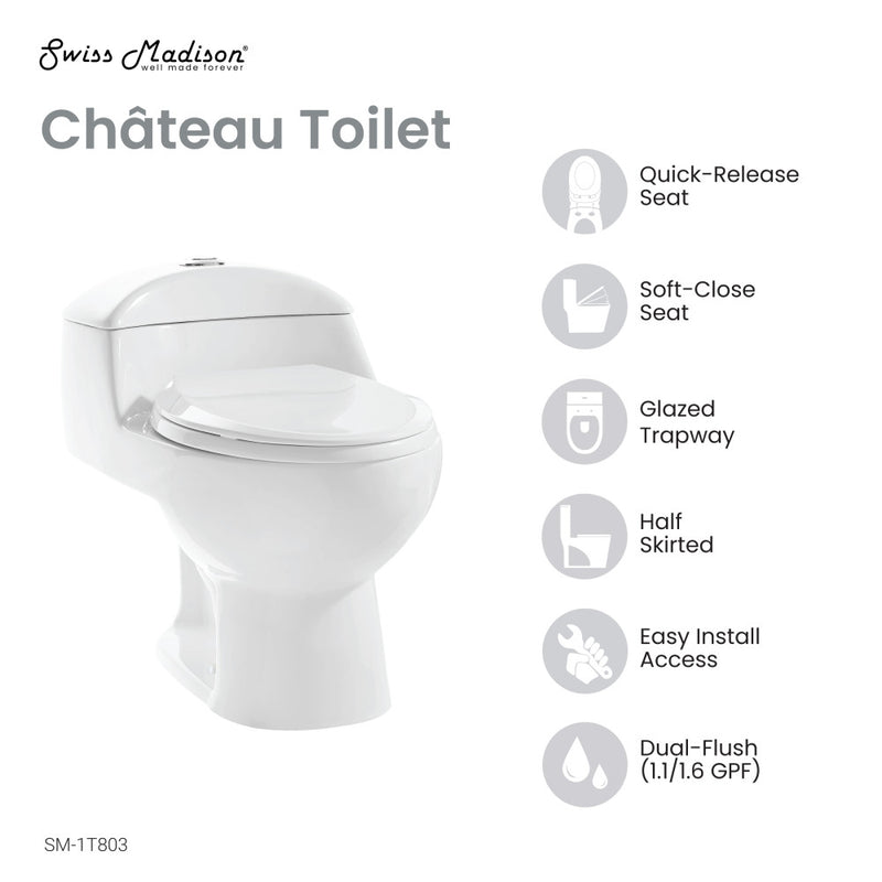 Chateau One-Piece Elongated Toilet Dual-Flush 1.1/1.6 gpf