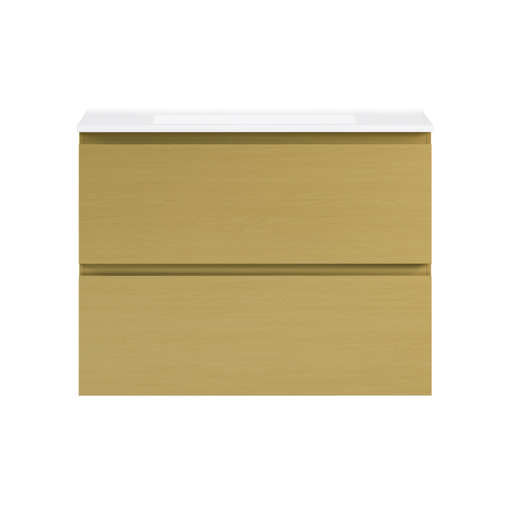 Liberte 30" Wall-Mounted Bathroom Vanity in Natural Oak with Sink Top