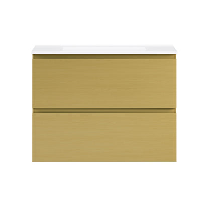 Liberte 30" Wall-Mounted Bathroom Vanity in Natural Oak with Sink Top