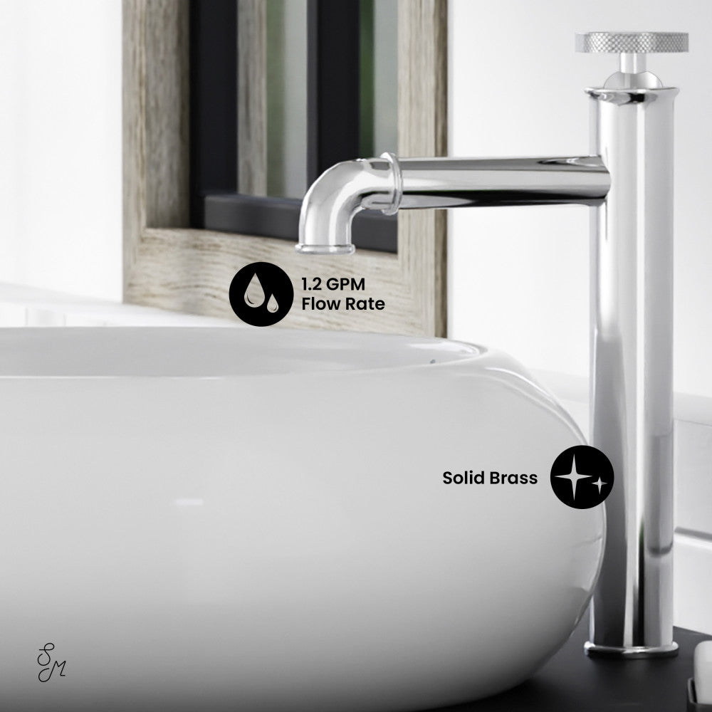 Avallon Single Hole, Single-Handle Wheel, High Arc Bathroom Faucet in Chrome
