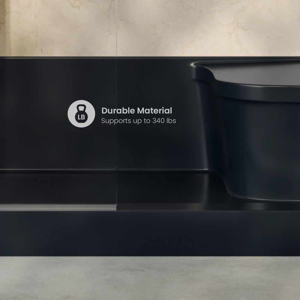 Aquatique 60" x 32" Left Drain, Shower Base in Matte Black