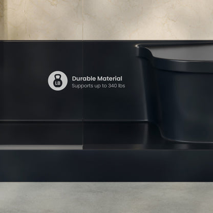 Aquatique 60" x 32" Left Drain, Shower Base in Matte Black