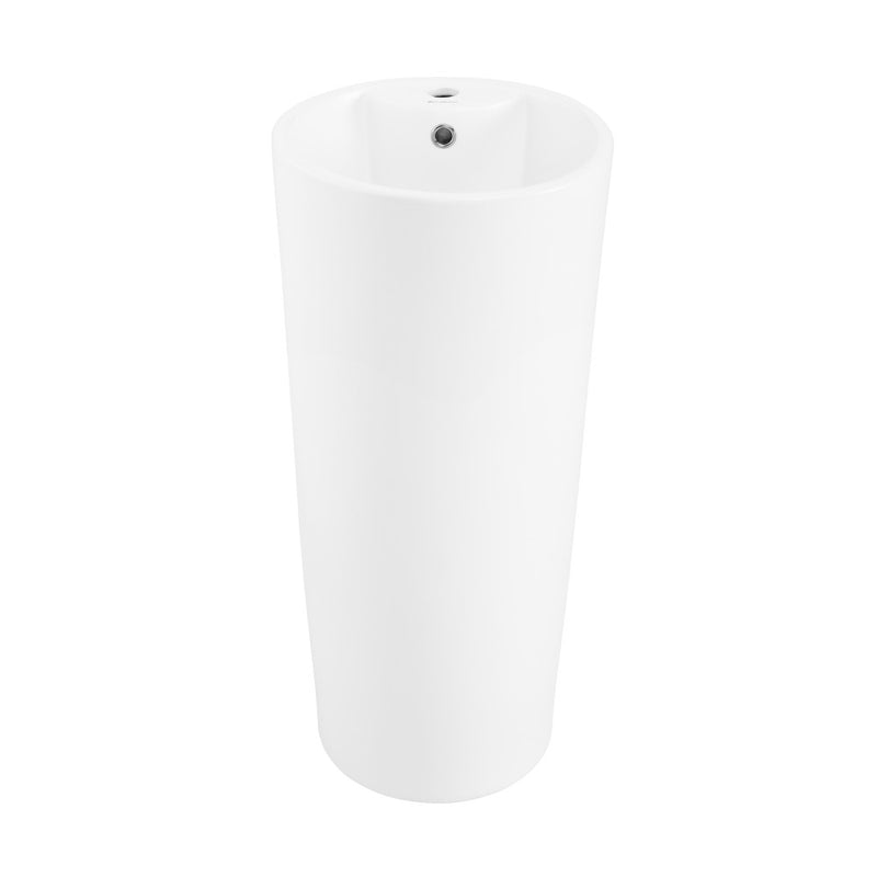 Monaco Circular Basin Pedestal Sink in Matte White