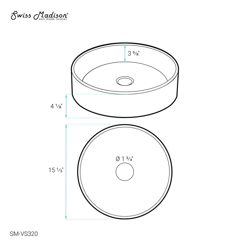 Cache 15.75" Round Glass Vessel Sink