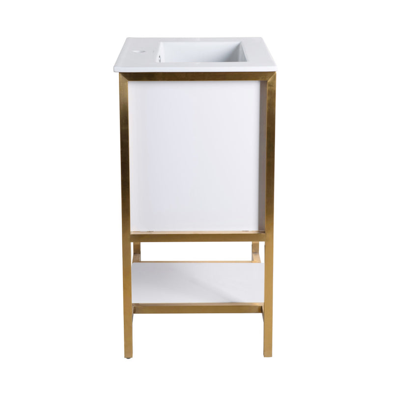 Marseille 24" Bathroom Vanity in White and Brushed Gold