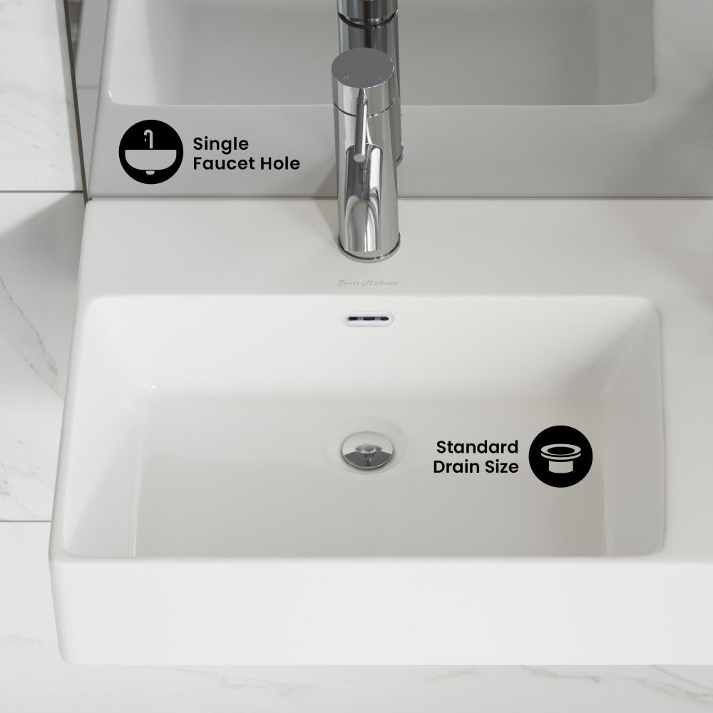 St. Tropez 30" Rectangle Wall-Mounted Sink with Left Side Faucet Mount