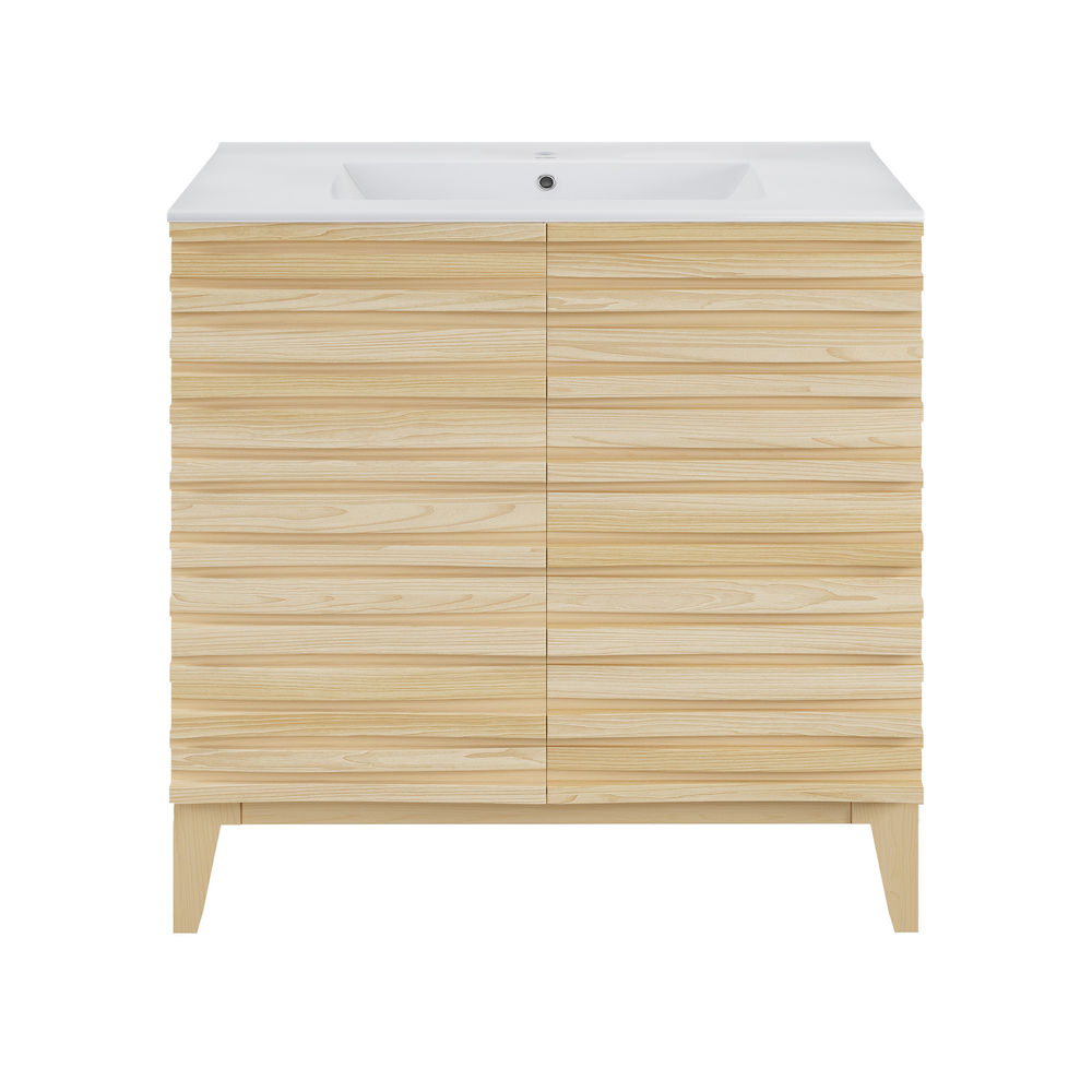 Cascade 30" Freestanding Bathroom Vanity in Natural Oak with Sink Top