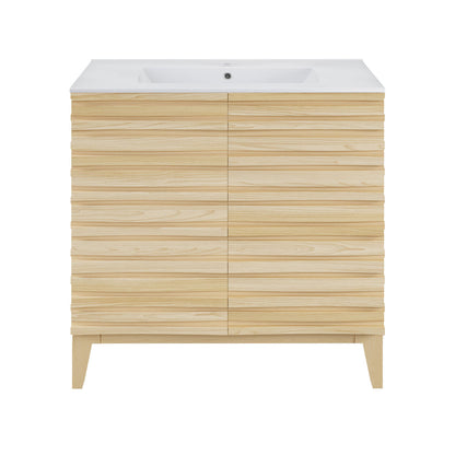 Cascade 30" Freestanding Bathroom Vanity in Natural Oak with Sink Top