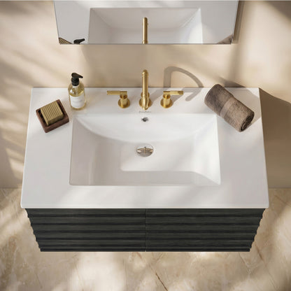 30" 3-Hole Widespread Vanity Sink Top in Glossy White