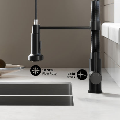Nouvet Single Handle, Pull-Down Kitchen Faucet in Matte Black