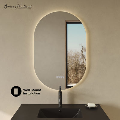 Aura 24" x 36" Pill Shaped LED Anti-Fog Smart Mirror with Bluetooth