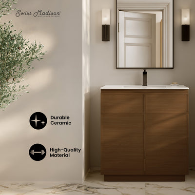 St. Tropez 36" Freestanding Bathroom Vanity in Brown Oak with Sink Top