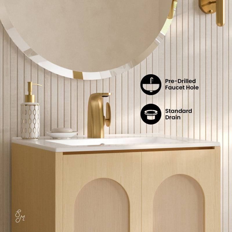 Plaisir II 24" Freestanding Bathroom Vanity in Natural Oak with Sink Top