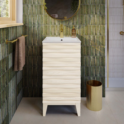 Cascade 18" Freestanding Bathroom Vanity in White Oak with Sink Top