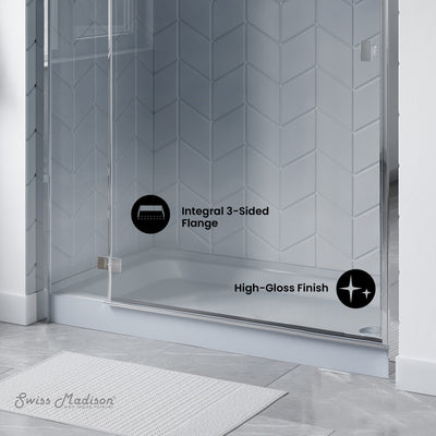 Voltaire 60" x 32" Single-Threshold, Right-Hand Drain, Shower Base in Gray