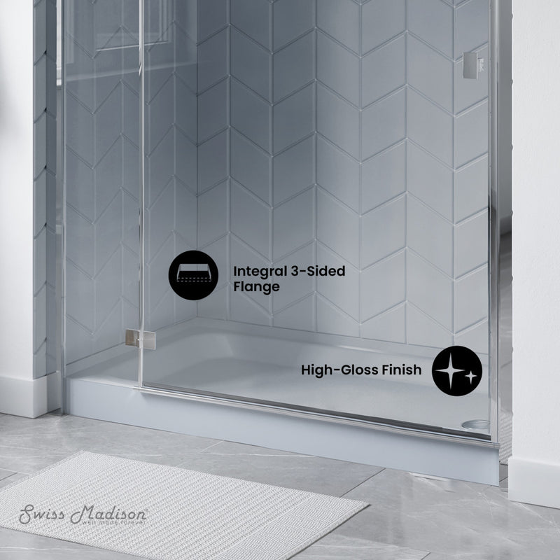 Voltaire 60" x 32" Single-Threshold, Right-Hand Drain, Shower Base in Gray