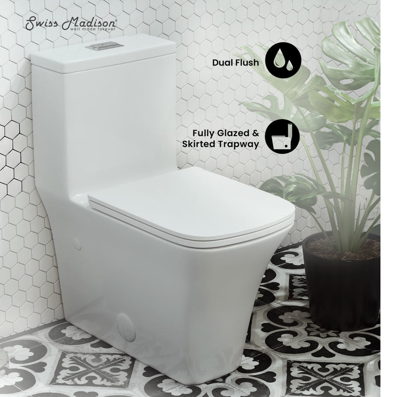 Eclair One-Piece Square Toilet Dual-Flush 0.8/1.28 gpf