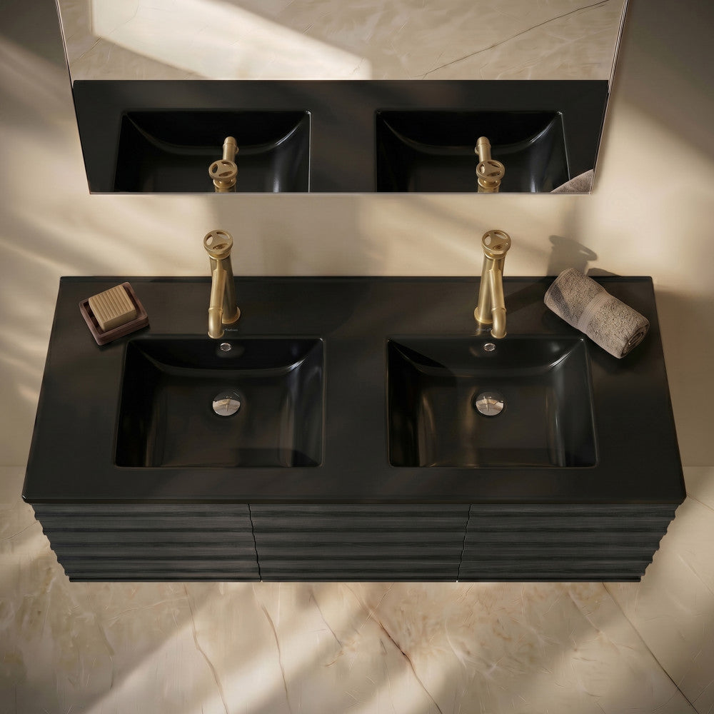 60 inch Vanity Top Bathroom Sink in Matte Black