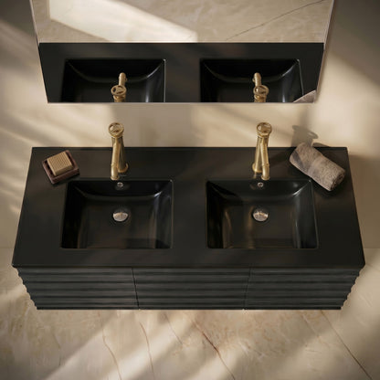 60 inch Vanity Top Bathroom Sink in Matte Black