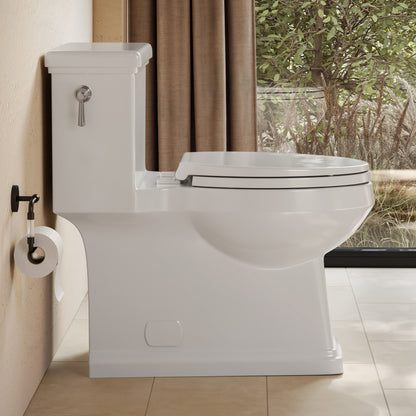 Voltaire II One-Piece 12" Rough-in 1.28 GPF Left-Hand Flush ADA Elongated Toilet in Glossy White, Nano-Glaze