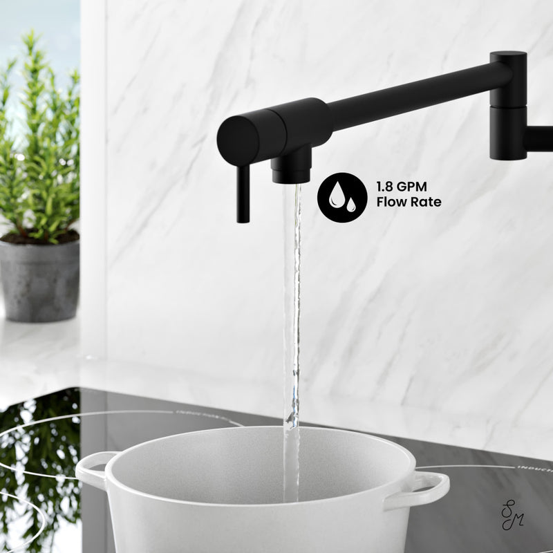 Ivy Retractable Wall-Mounted Pot Filler in Matte Black
