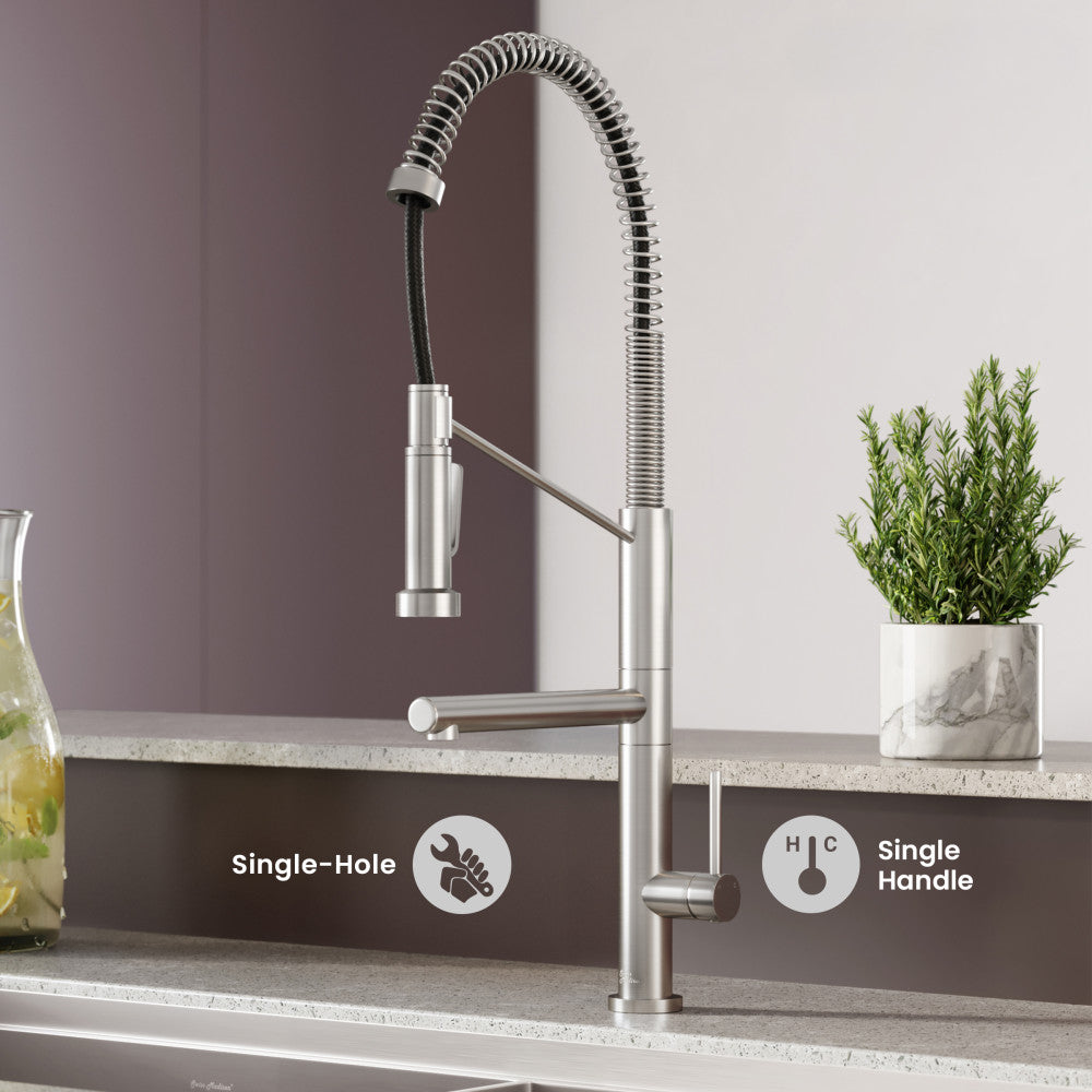 Nouvet Single Handle, Pull-Down Kitchen Faucet with Pot Filler in Brushed Nickel