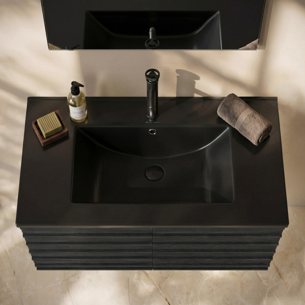 30" Vanity Top Bathroom Sink in Matte Black
