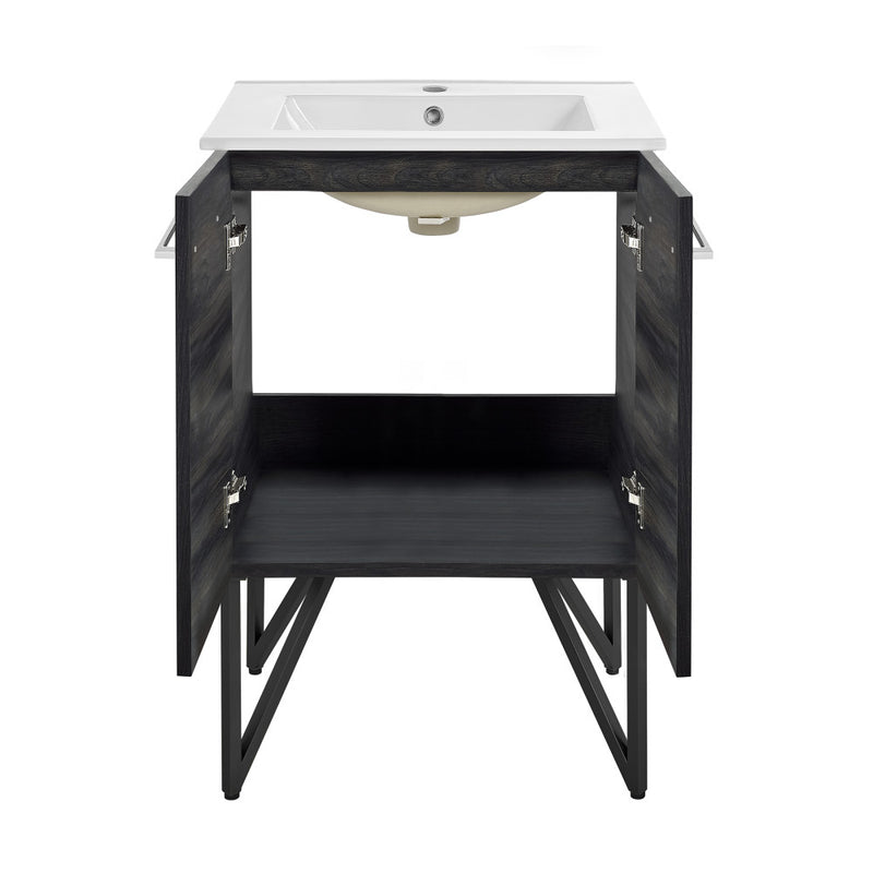 Annecy 24" Freestanding Bathroom Vanity in Black Walnut with Sink Top