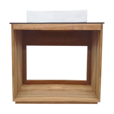Rennes 36" Freestanding Bathroom Vanity in Natural Teak with Sink Top