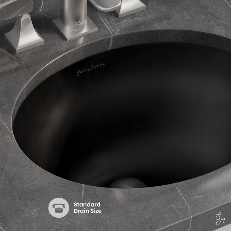 Plaisir 16.5" Ceramic Undermount Bathroom Sink in Matte Black