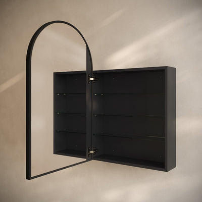 Porte 20 x 30 Arched Recessed/Wall Mount Medicine Cabinet with Mirror in Black