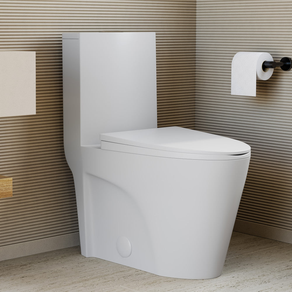 St. Tropez One-Piece 10" Rough-in 1.1/1.6 GPF Dual Top Vortex Flush Elongated Toilet in Matte White