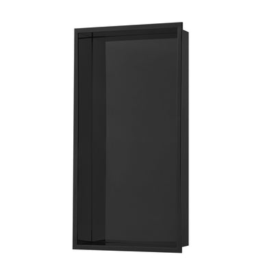 Voltaire 12" x 24" Stainless Steel Single Shelf Wall Niche in Matte Black